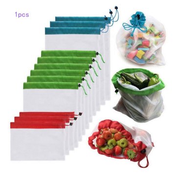 Fruit Net Bag Mesh Reusable Produce Bags Vegetable Fruit Storage Market Shopping Polyester Stitching Storage Bags