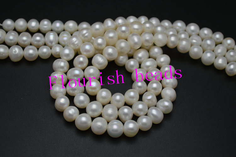 8~9mm Good Quality Natural White Fresh Water Pearl Potato Round Loose Beads