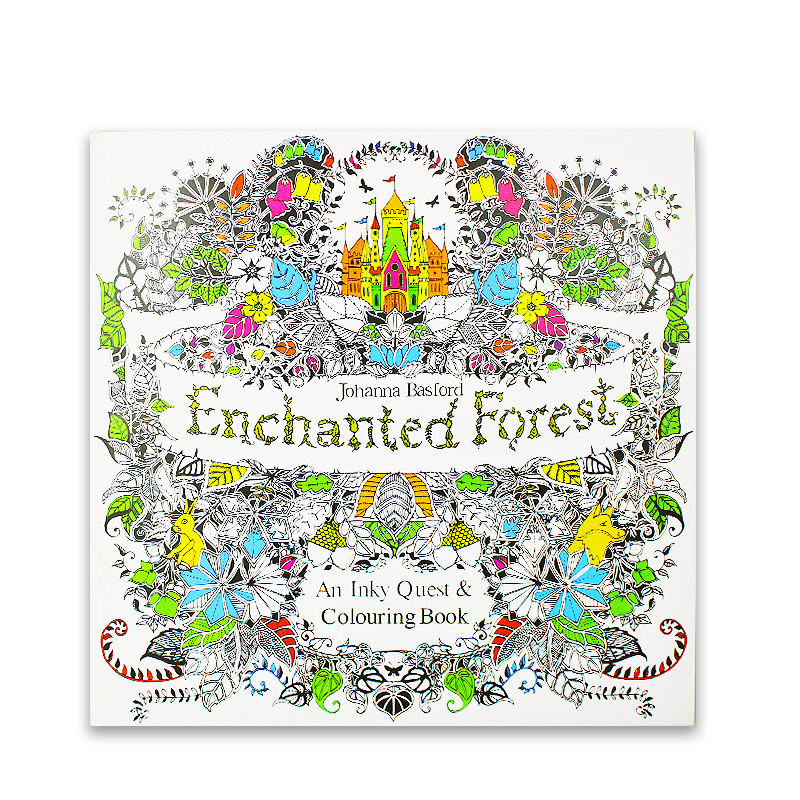 24 Pages English Edition Enchanted Forest Coloring Books for Adults Children Anti Stress Painting Drawing Art Colouring Book