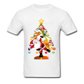 2018 Cartoon Santa Snowman Christmas Tree Print Men Red T-shirt Short Sleeve Cotton Fabric Gift Tee Shirt Funny Tops