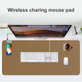 Office Leather Desk Pad Protector QI Wireless Charger Stationery Desk Mat Fast Wireless Charging Mouse Pad for iPhone/Samsung