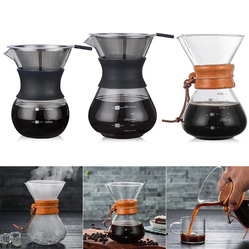 Pour Over Coffee Maker with Borosilicate Glass Manual Coffee Dripper Brewer DTT88