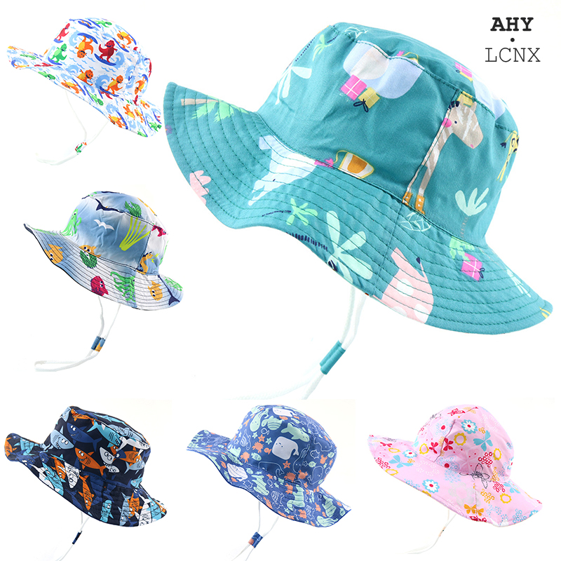 2020 New Summer Baby Bucket Hat UV Protection Boys Cap Children Panama Outdoor Beach Girls Sun Hat Cartoon Infant Fisherman Cap
