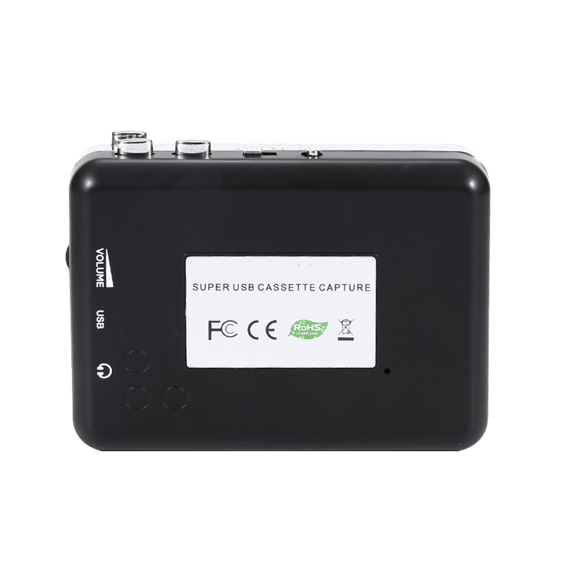 Black Carry-on USB Cassette Capture Player Cassette to MP3/WAV Mustic Player USB Rechargable Cassette Recorders Player Converter