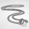 5mm/6mm Stainless Steel Necklace for Men Women Silver color Cuban Curb Cable Link Chain Toggle Clasp Wholesale Jewelry TNS007