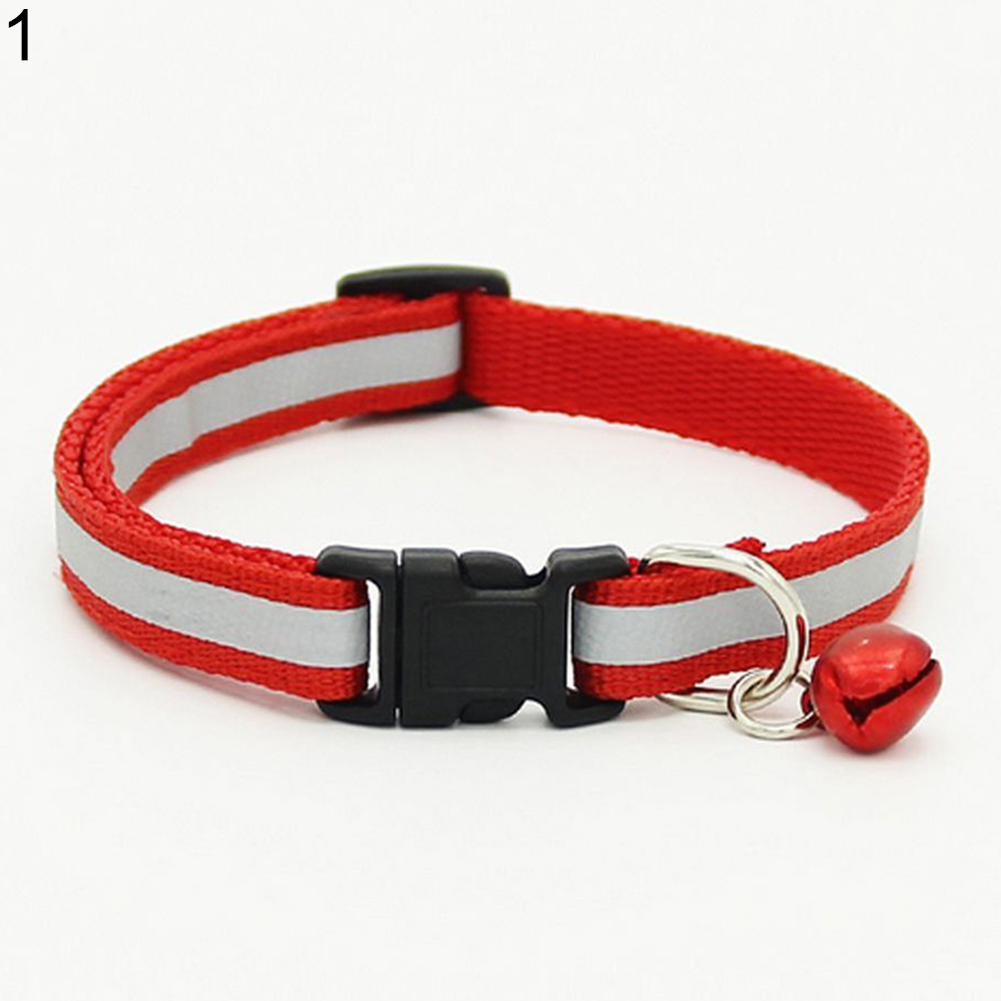 1pc Adjustable Pet Cat Dog Puppy Reflective Collars Safety Buckle Bell Neck Strap Dog Supplies Cat Collars Pet supplies Products