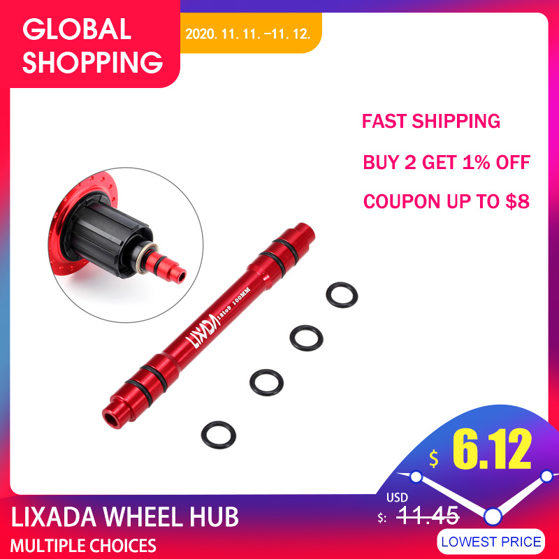 Lixada Wheel Hub 12mm to 9mm QR Adapter MTB Bike Thru Axle Hub Quick Release 100/135/142/148mm Bicycle Front Wheel Hub Adapter