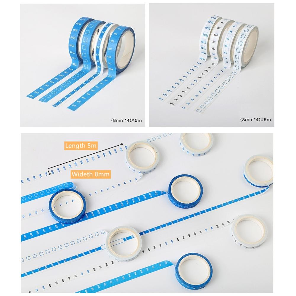 4pcs Mini Schedule Paper Washi Tape Week Date Time Check List 8mm Adhesive Masking Tapes Planner Agenda Stickers Office A6943