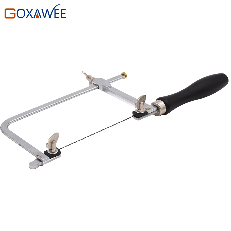 GOXAWEE Adjustable Saw Frame Sawbow Adjustable U-shape Saw Hacksaw DIY Hand Tools with 12pcs Spiral Sawblades For Jewelry Tools