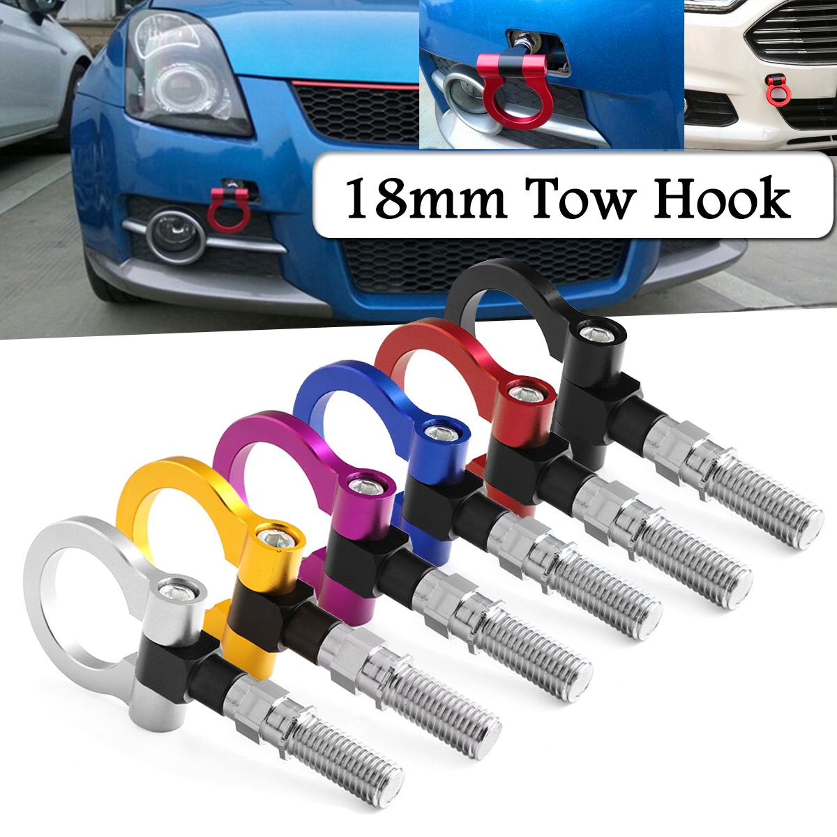 18mm Tow Hook Ring Aluminium Alloy Strap Car Auto Trailer Ring Front Rear Racing Turbo for JDM