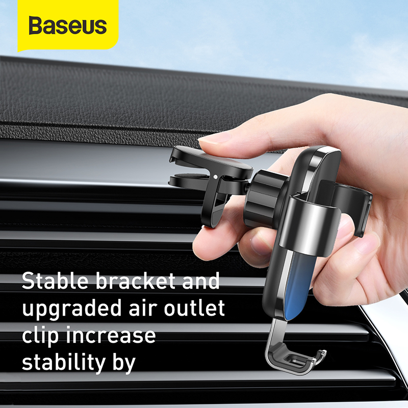 Baseus Metal Car Phone Holder 360 Degree Mobile Phone Holder in Car Air Vent Mount Clip Stand for Smart Phone Gravity Bracket
