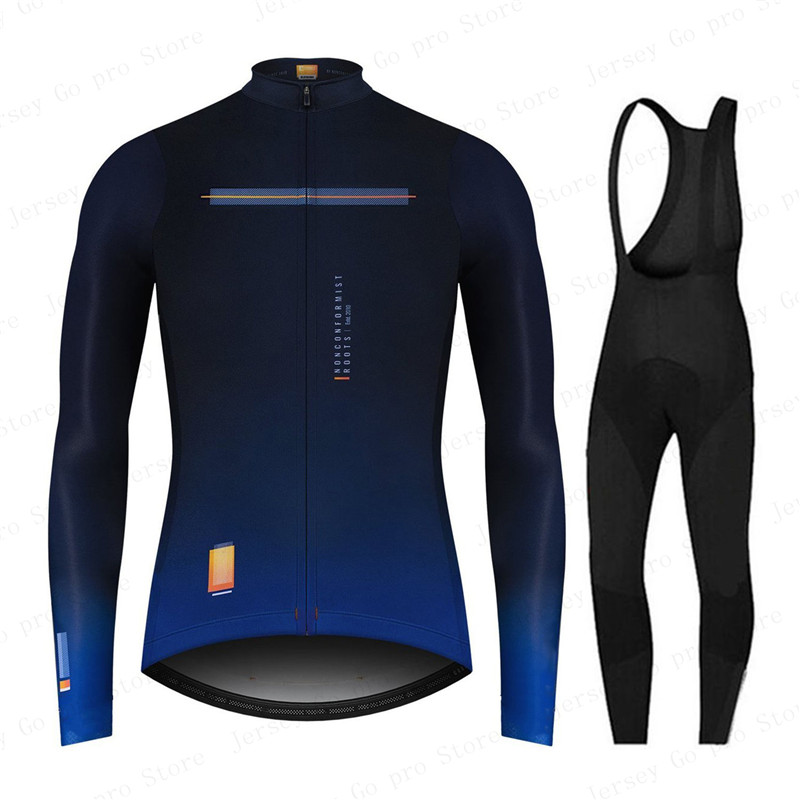 Gobikeful Men's Cycling Jersey Long Sleeve Set MTB Bike Clothing Maillot Ropa Ciclismo Hombre Bicycle Wear 19D GEL Bib Pants
