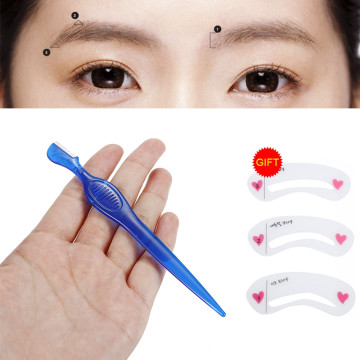 1pc Eyebrow Razor Facial Hair Remover Eyebrow Trimmer Sharp with Eyebrow Stencils as Gift Makeup Hair Remover Tool Random Color