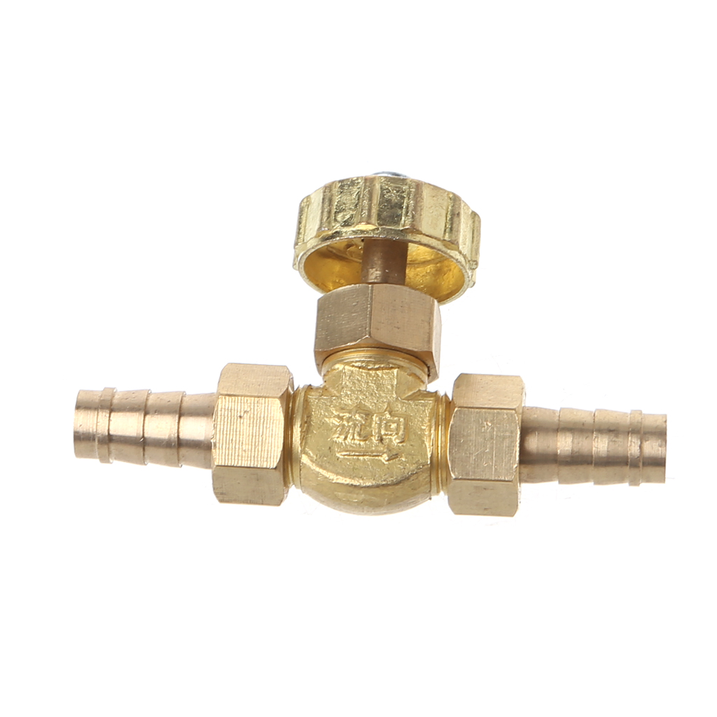 Elbow Brass Needle Valve 10mm Propane Butane Gas Adjuster Barbed Spigots 1 Mpa