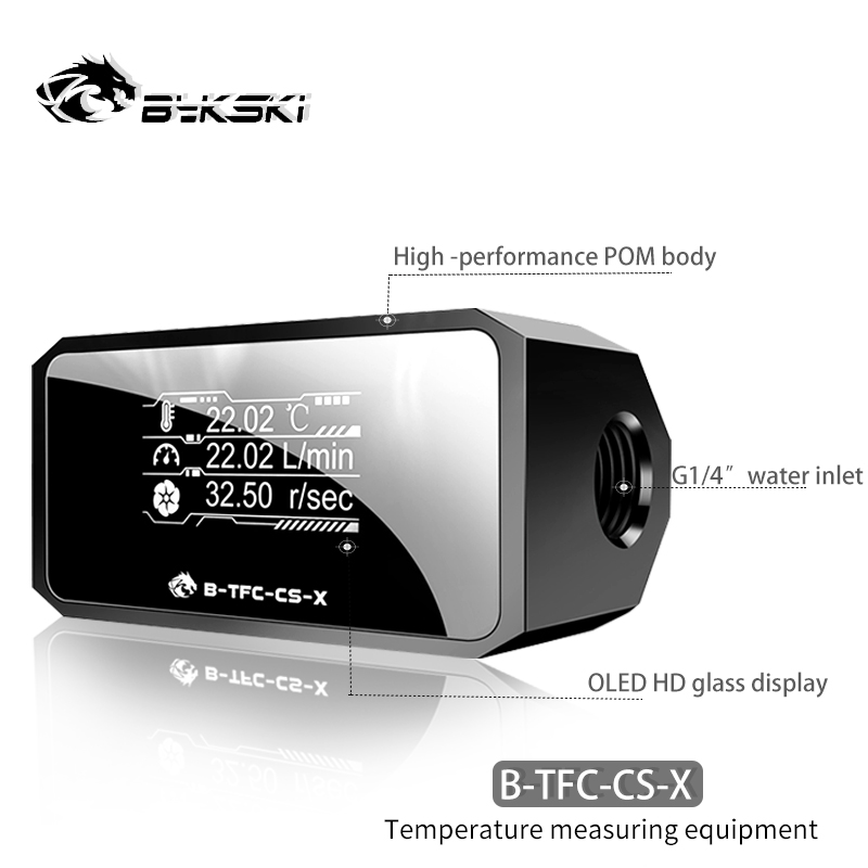 Bykski OLED Digital Display Meter Water Cooing System Double G1/4'' Flow Sensor Fitting For Water Temperature Meter / Water Flow
