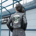 New Women Riverdale Serpents Faux Leather Jackets Crop Top Southside Snake Pink Black PU Leather Streetwear Fall Zipper Coat