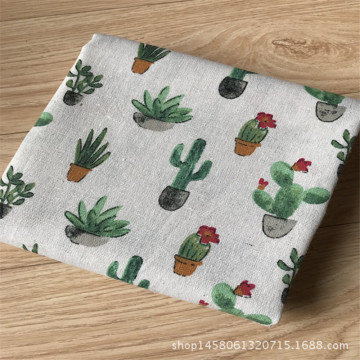 50x150cm Cotton Linen Fabric DIY Craft Material Print Flowering Cactus Cacti For DIY Bags Table Cover Home Deco 8130a