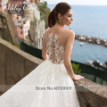 Ashley Carol A-Line Wedding Dress 2020 Elegant V-neck Lace Appliques Sleeveless Beach Bride Gowns Illusion Vestido De Noiva