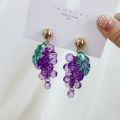 Japanese Cute Sweet Purple Grape String Pendant Earrings Creative Design Small Fresh Fruit Purple Jewelry Wedding Party Jewelry