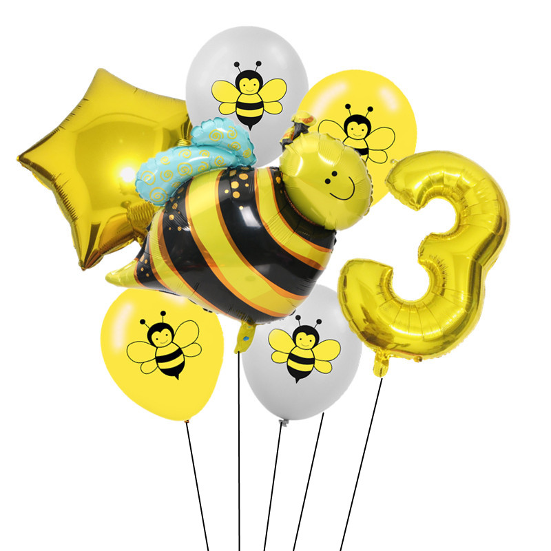 10/15pcs Gray Yellow 12inch Cute Animal Bee Latex Air Balloon For Wedding Birthday Party Baby Shower Decor Balloon Kids Toy Gift