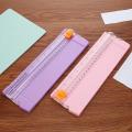 Portable Mini A5 Precision Paper Photo Trimmers Cutters with Pull-out Ruler for Photo Labels Paper Cutting Tools pink purple