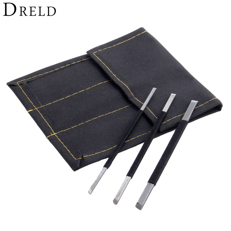 DRELD 3PCS High Carbon Steel Carving Knife Stone Sculpture Engraving Knife Cutting Seals Tools Burin Set for Woodworking