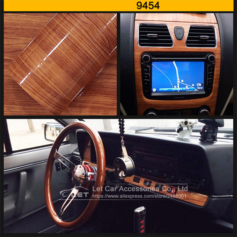 20/30/40/50X152CM Glossy Wood Grain Car Sticker Waterproof Vinyl Film DIY Automobiles Interior Decoration Furniture Decal