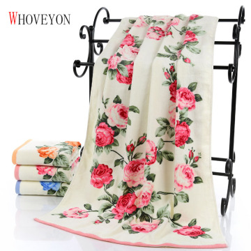 Cotton creative jacquard towel absorbent quick-drying beach towel bath towel big flower figure creative couple wash towel 2 sets