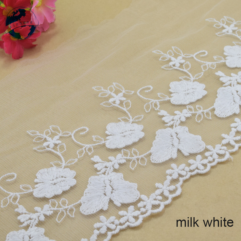 14cm width white lace cotton embroidery lace french lace ribbon fabric guipure diy trims warp knitting sewing Accessories#4178