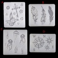 1 Pc Handmade Gear Bird Feather Jellyfish Compass Silicone Resin Mold Thin Bookmark Art Crafts Tools Resin Fillings DIY