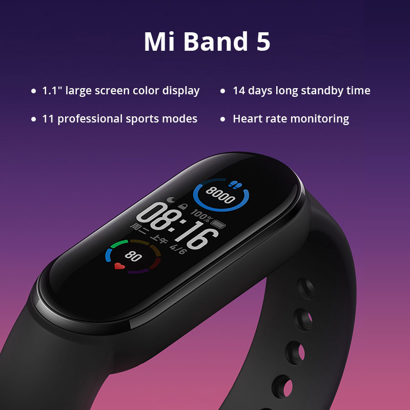 Xiaomi Mi Band 5 Global Version Smart Bracelet 4 Color AMOLED Screen Smartband Fitness Tracker Bluetooth Sport Band 5 Waterproof