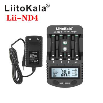 LiitoKala Lii-ND4 1.2V NiMH LCD charger AA AAA charger LCD display and test battery capacity For 1.2V aa aaa and 9V batteries