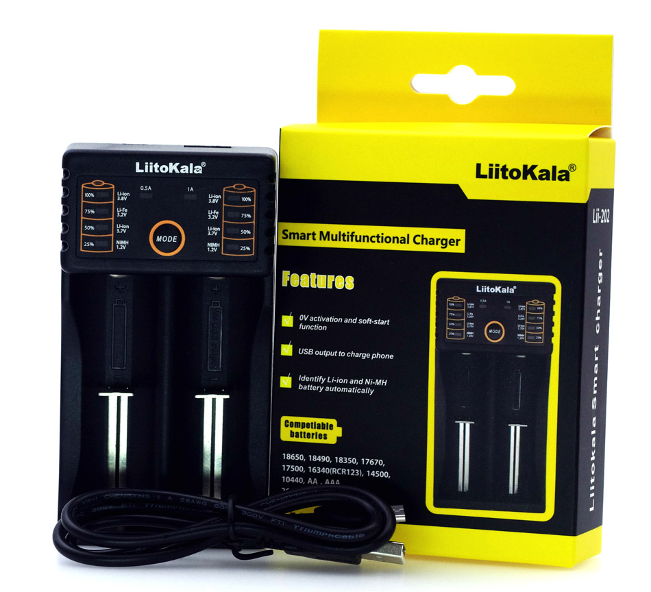 New Liitokala Lii-402 202 100 battery charger, charging 18650 3.7V 26650 16340 18650 NiMH lithium battery + 5V 2A plug