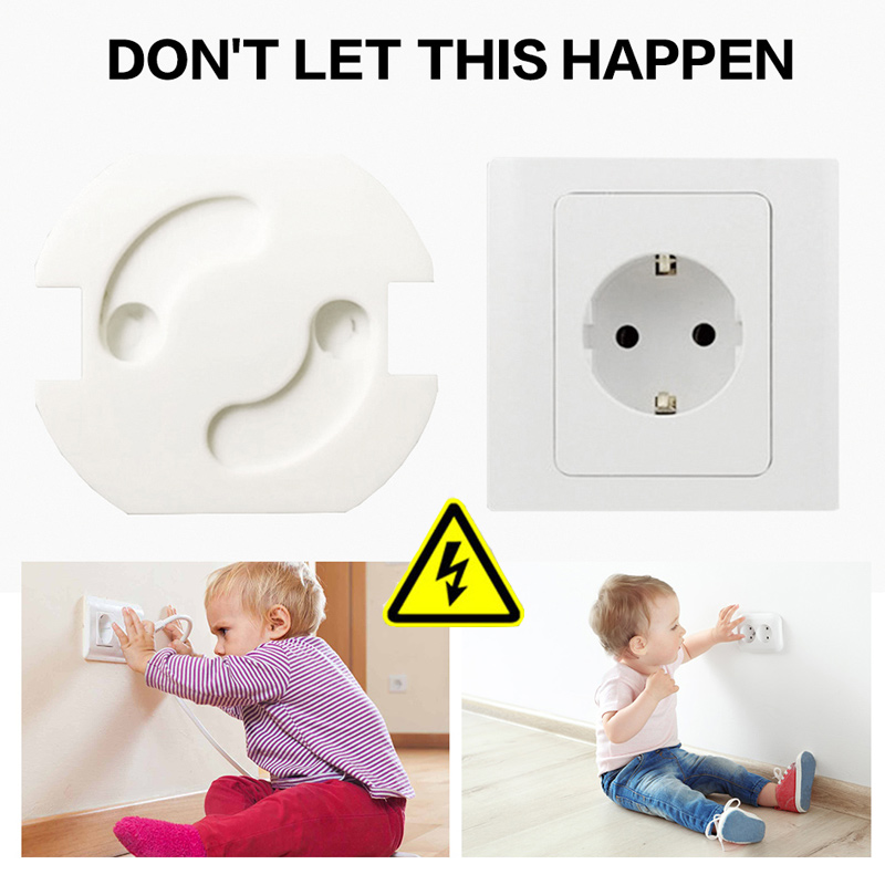 10Pcs Children Electrical Outlets Baby Safety Rotate Cover 2 Hole Round European Standard Child Socket Plastic Security Locks