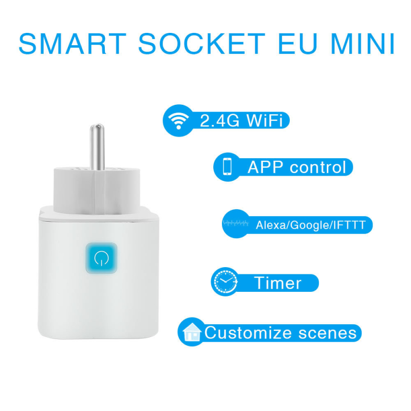 10A EU Smart Wifi Power Plug With Power Monitor Smart Home Wifi Wireless Socket Outlet Works With Alexa Google Home Tuya App EU