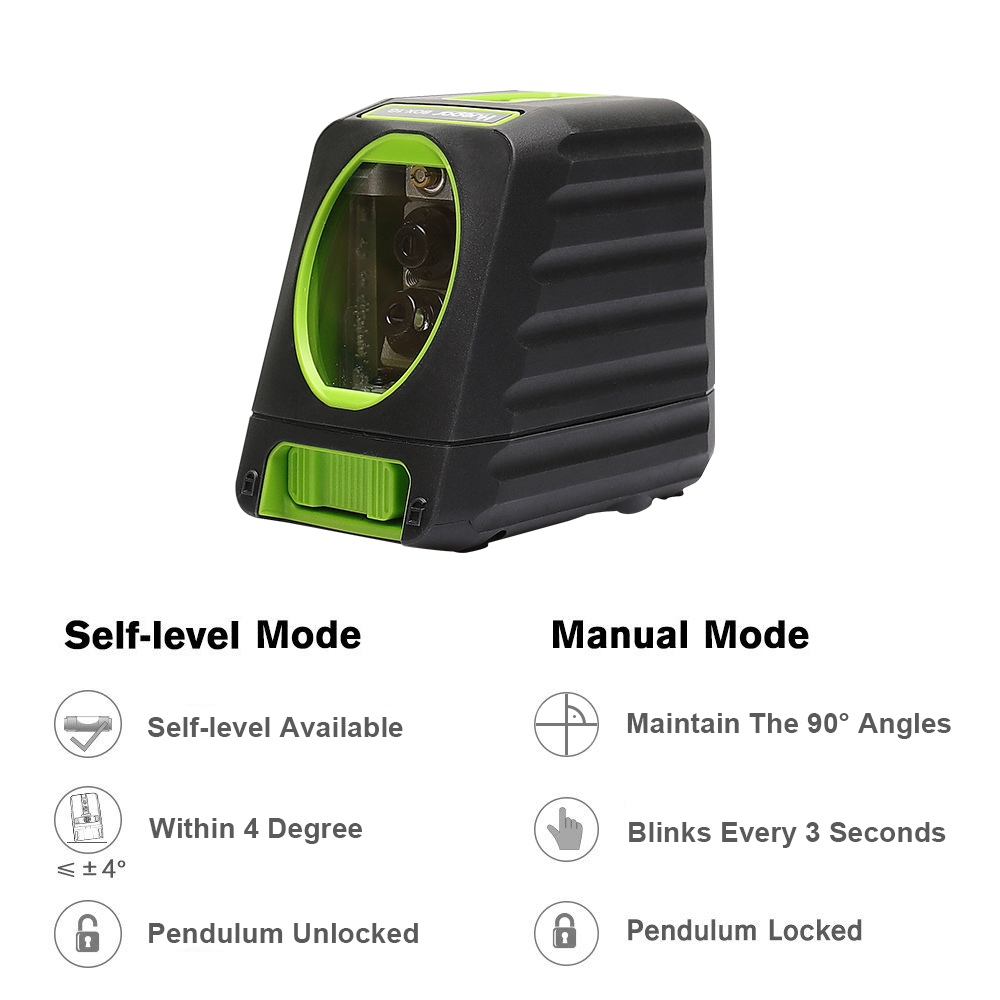 Huepar Self-leveling Vertical & Horizontal Lasers Green Beam Cross Line Laser Level 150 Degree 510nm Nivel Laser For Outdoor Use