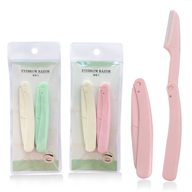 2pcs Eyebrow Trimmer Face Razor Eyebrow Portable Blades Shaver Knife Hair Remover Set Makeup Eyebrow Profiler Tools