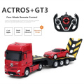 70cm large size RC Truck Trailer 2.4G Remote Control Bulldozer Platform Trailer 50cm Tail Board with cool lights 2pcs car toys