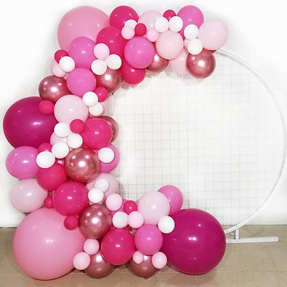 96pcs Pink Rose Balloon Garland Arch Kit with Chrome Rose Gold Balloons Wedding Birthday Party Decorations Bride Shower Globos