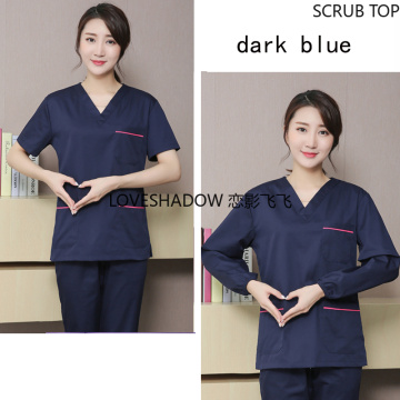 Women Scrub Top Long Sleeve Nurse Uniforms Cotton Nursing Workwear Short Sleeve V Neck Doctor Scrubs Hospital Uniform Mockwrap