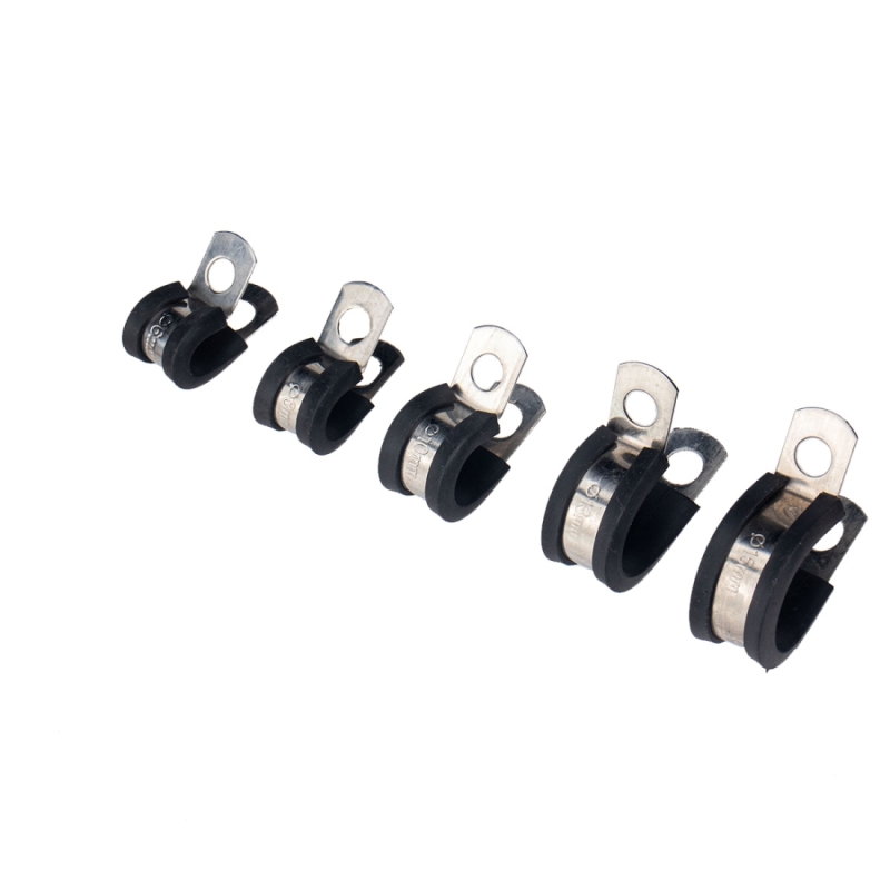 55 PCS Car Rubber Cushion Pipe Clamps Stainless Steel Clamps Auto Booster Cable Clip for car, home appliance line