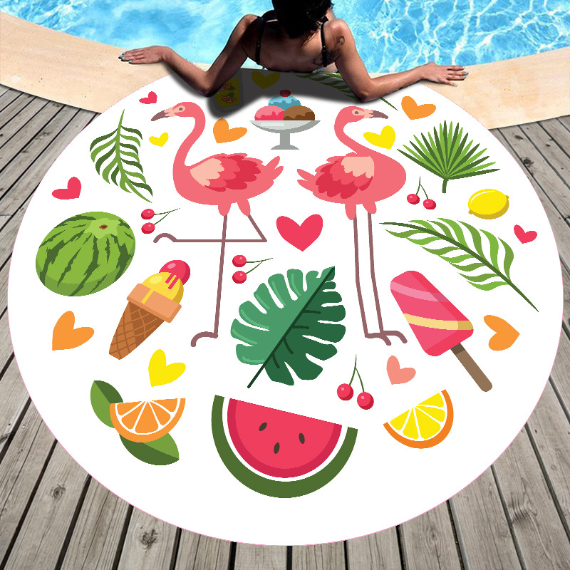 Hot Selling Shawl Outbound-Style Silk Scarves Fashion Printed Scarf round Beach Towel Beach Mat /30