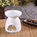 European Style Ceramic Aroma Candle Holder Solid Color Hollow Carved Burner with Wax Tray Household Decoration Holiday Gifts