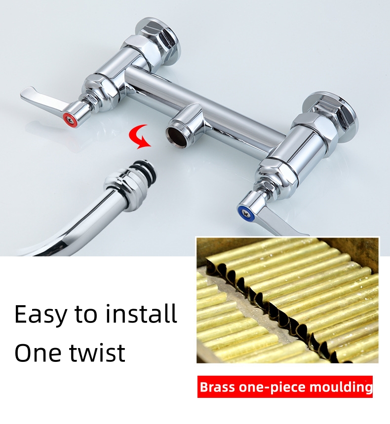 Commercial Kitchen Dual Handle 3 Way Kitchen Faucet3