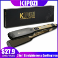KIPOZI Professional Hair Straightener Titanium Flat Iron with Digital LCD Display Dual Voltage Instant Heating Curling Iron