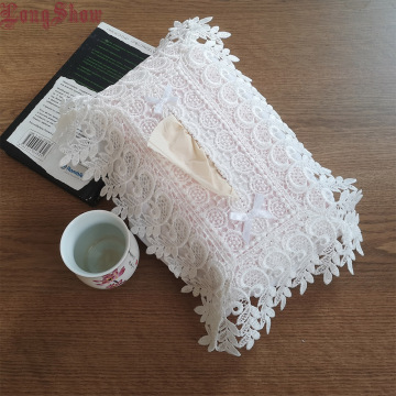 Unique Creative Design Home Household Hotel Table Decorative Embroidered Plaid Elastic Band White Grey Taupe Tissue Box Cover