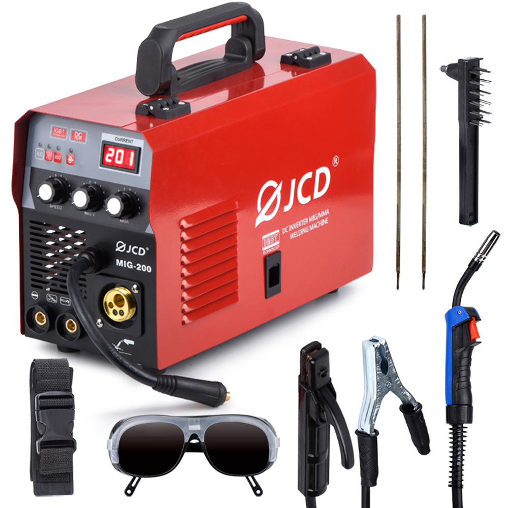 JCD 220V Mig Welder IGBT Smart MMA Stick DC Inverter 200/160A Arc Welder Digital LCD Display Beginner Welding Machine