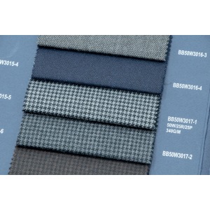 Grey Houndstooth 50% Wool Fabric