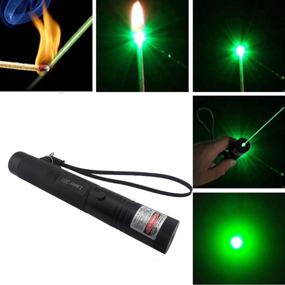 Hunting High Power Adjustable Focus Burning Green Laser Pointer Pen 532nm Continuous Line 500 to 10000 meters Lazer 301 range