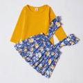 PatPat Mosaic Family Matching Sets in Autumn(V-neck Solid Dresses - Plaid Shirts - Long Sleeve T-shirts) Family Look Sets